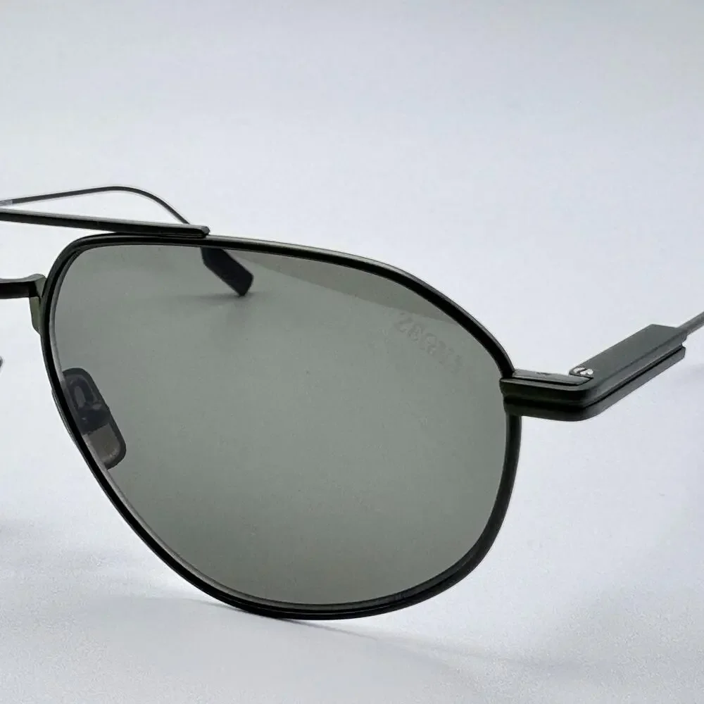 Ermenegildo Zegna Sunglasses EZ0289 97N Matte Dark Green Frame Green Lens 56mm